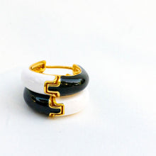Load image into Gallery viewer, DOUBLE SIDED --BLACK & WHITE ♥HAPPY ♥ HOOPS