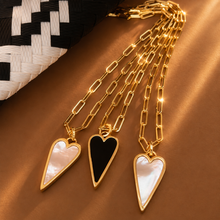 Load image into Gallery viewer, DOUBLE SIDED♥ LARGE ♥ RAVING HEART ♥ PEARL & BLACK ♥ GOLD