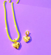 Load image into Gallery viewer, ••NEW•• ELECTRIC ⚡️ LEMONADE MINI HEART 💜 NECKLACE
