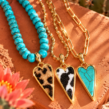 Load image into Gallery viewer, ••NEW•• WILD CHILD (double sided) ⚡️ANIMAL PRINT HEART NECKLACE