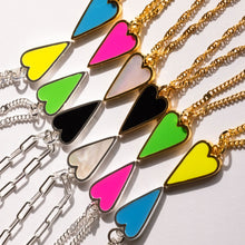 Load image into Gallery viewer, DOUBLE SIDED💖COLORFUL 🌈HAPPY HEART♥ NECKLACE ♥ GOLD