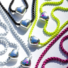 Load image into Gallery viewer, ELECTRIC LOVE 🖤DBL🖤HEART CHARM NECKLACE