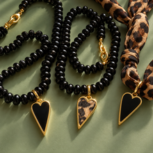 Load image into Gallery viewer, ••ONE OF A KIND•• ANIMAL PRINT HEART + BLACK ONYX GEMSTONE NECKLACE ✨