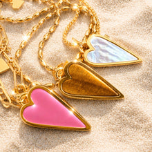 Load image into Gallery viewer, ••NEW•• PINK SEA SHELL HEART NECKLACE **(double sided)**