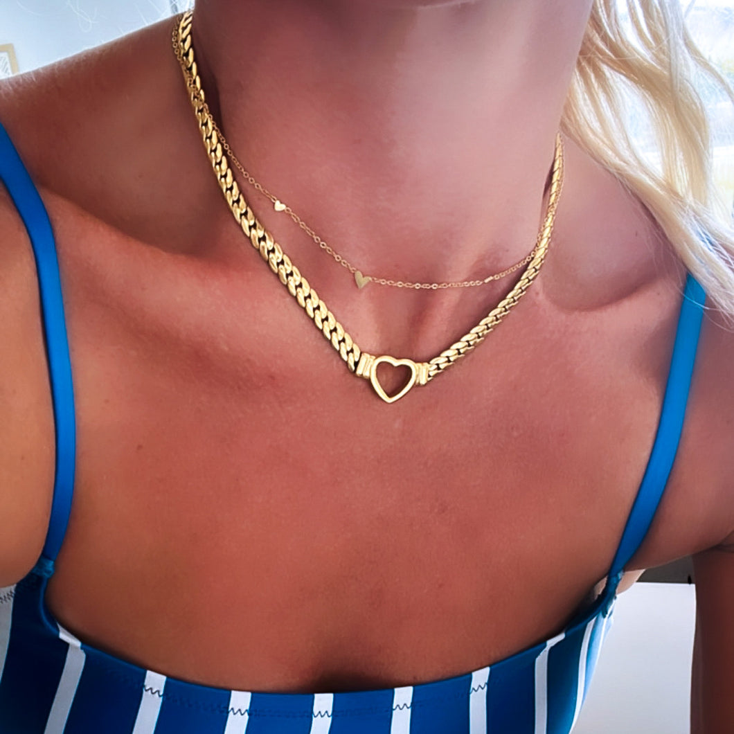 **TOP 10** OPEN HEART⫸CHUNKY - CHOKER ⫸Necklace(gold & silver)