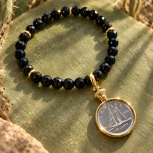 Load image into Gallery viewer, ••NEW•• BLACK ONYX 🖤 DIME & PENNY ✨GEMSTONE LOCKET BRACELET