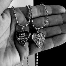 Load image into Gallery viewer, F🖤CK BEING PERFECT 🖤MANTRA NECKLACE 🖤 SILVER
