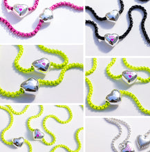 Load image into Gallery viewer, ELECTRIC LOVE 🖤DBL🖤HEART CHARM NECKLACE