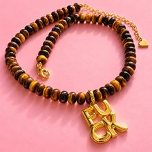 Load image into Gallery viewer, ••ONE OF A KIND•• FUCK + TIGERS EYE NECKLACE ✨
