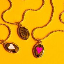 Load image into Gallery viewer, OVAL HEART 🖤 MANTRA NECKLACE 🩷🖤🤍