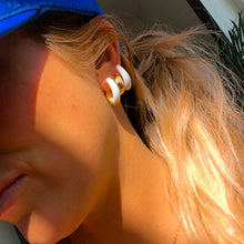 Load image into Gallery viewer, DOUBLE SIDED --BLACK & WHITE ♥HAPPY ♥ HOOPS