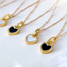Load image into Gallery viewer, **TOP 20** DOUBLE SIDES PEARL &amp; BLACK ONYX ⫸ Self Love Heart Necklace
