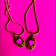 Load image into Gallery viewer, OVAL HEART 🖤 MANTRA NECKLACE 🩷🖤🤍