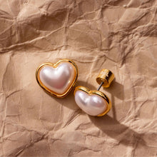 Load image into Gallery viewer, **last pair** PEARL HEARTš¤ STUDš¤EARRINGS