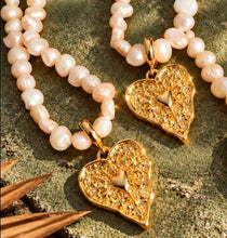 Load image into Gallery viewer, ••NEW•• FUCK BEING PERFECT 🤩 PEARL HEART NECKLACE