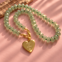 Load image into Gallery viewer, ••ONE OF A KIND•• GREEN ADVENTURINE + SPARKLE HEART NECKLACE✨