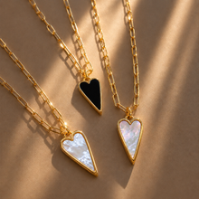 Load image into Gallery viewer, DOUBLE SIDED♥ LARGE ♥ RAVING HEART ♥ PEARL & BLACK ♥ GOLD