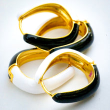Load image into Gallery viewer, DOUBLE SIDED --BLACK & WHITE ♥HAPPY ♥ HOOPS