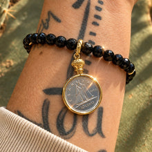 Load image into Gallery viewer, ••NEW•• BLACK ONYX 🖤 DIME & PENNY ✨GEMSTONE LOCKET BRACELET