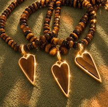 Load image into Gallery viewer, ••NEW•• TIGERS EYE HEART•• COOL GIRL ••BEADED NECKLACE