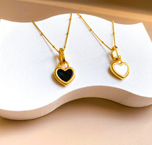 Load image into Gallery viewer, **TOP 10** DOUBLE SIDES PEARL &amp; BLACK ONYX ⫸ Self Love Heart Necklace
