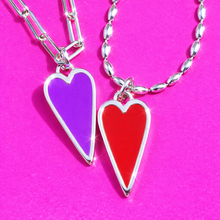 Load image into Gallery viewer, DOUBLE SIDED 🧡COLORFUL HAPPY HEART♥ NECKLACE ♥SILVER