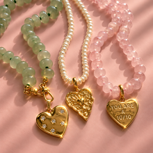 Load image into Gallery viewer, ••ONE OF A KIND•• LOVE HEART + PINK QUARTZ GEMSTONE NECKLACE ✨