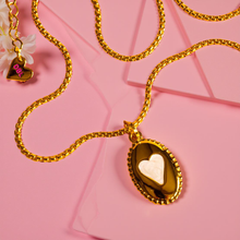 Load image into Gallery viewer, OVAL HEART 🖤 MANTRA NECKLACE 🩷🖤🤍