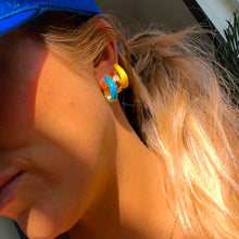 Load image into Gallery viewer, ••last one•• GREEN & BLUE 💚HAPPY 💚 HOOPS