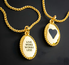 Load image into Gallery viewer, OVAL HEART 🖤 MANTRA NECKLACE 🩷🖤🤍