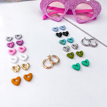 Load image into Gallery viewer, **TOP 20** COLORFUL 🩷PUFF HEART HOOP💜 Earrings
