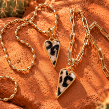 Load image into Gallery viewer, ••NEW•• WILD CHILD (double sided) ⚡️ANIMAL PRINT HEART NECKLACE