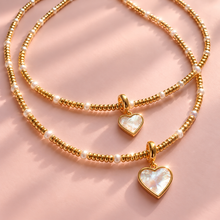 Load image into Gallery viewer, ••ONE OF A KIND••14K GOLD BEADED ✨PEARL HEART NECKLACE