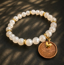 Load image into Gallery viewer, ••NEW•• PEARL SHIMMER HEART OF GOLD 💛 LUCKY PENNY BRACELET