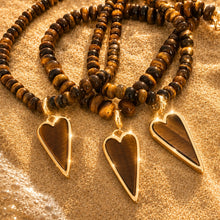 Load image into Gallery viewer, ••NEW•• TIGERS EYE HEART- BEADED NECKLACE