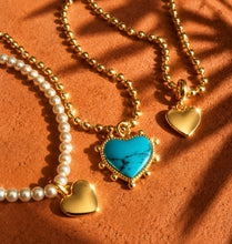 Load image into Gallery viewer, ••NEW•• DELICATE HEART OF GOLD & TURQUOISE DREAM ⚡️NECKLACE
