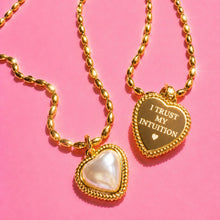 Load image into Gallery viewer, **LAST ONE** I TRUST MY INTUITIONš¤PEARL HEART NECKLACE ** (double sided)**