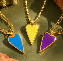 Load image into Gallery viewer, ••SALE•• DOUBLE SIDED💖COLORFUL 🌈RAVING HEART♥ NECKLACE ♥ GOLD