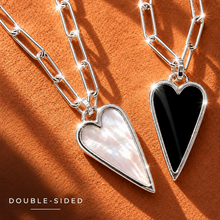 Load image into Gallery viewer, DOUBLE SIDED♥ RAVING HEART ♥ PEARL & BLACK ♥SILVER