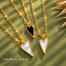 Load image into Gallery viewer, DOUBLE SIDED♥ LARGE ♥ RAVING HEART ♥ PEARL & BLACK ♥ GOLD