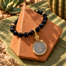 Load image into Gallery viewer, ••NEW•• BLACK ONYX 🖤 DIME & PENNY ✨GEMSTONE LOCKET BRACELET