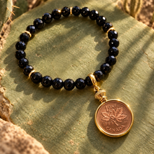 Load image into Gallery viewer, ••NEW•• BLACK ONYX 🖤 DIME & PENNY ✨GEMSTONE LOCKET BRACELET