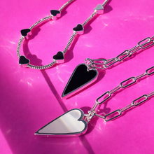 Load image into Gallery viewer, **last one** DOUBLE SIDEDđHAPPY HEART â„ PEARL & BLACK â„SILVER