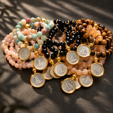 Load image into Gallery viewer, ••NEW•• TIGERS EYE 👁️ DIME CHARM BRACELET