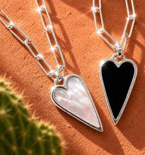 Load image into Gallery viewer, **last one** DOUBLE SIDED♥ RAVING HEART ♥ PEARL & BLACK ♥SILVER