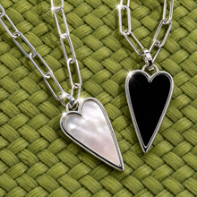 Load image into Gallery viewer, **last one** DOUBLE SIDED♥ RAVING HEART ♥ PEARL & BLACK ♥SILVER