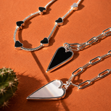 Load image into Gallery viewer, **last one** DOUBLE SIDED♥ RAVING HEART ♥ PEARL & BLACK ♥SILVER