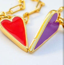 Load image into Gallery viewer, RED & PURPLE 🖤HAPPY HEART NECKLACE **gold & silver**