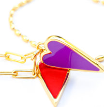 Load image into Gallery viewer, RED & PURPLE HAPPY💜❤️ HEART NECKLACE💜❤️(SILVER & GOLD)