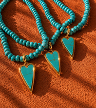 Load image into Gallery viewer, ••NEW•• TURQUOISE HEART•• COOL GIRL •• BEADED NECKLACE
